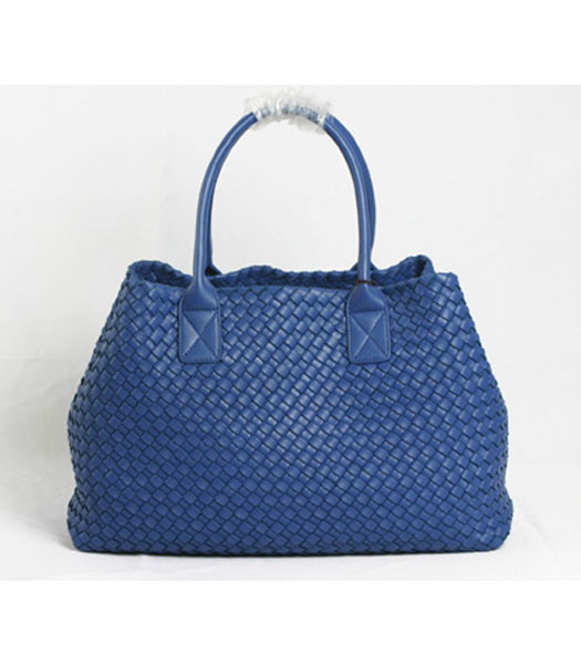 Bottega Veneta Papavero tessuto Cabas agnello borsetta in Sapphire